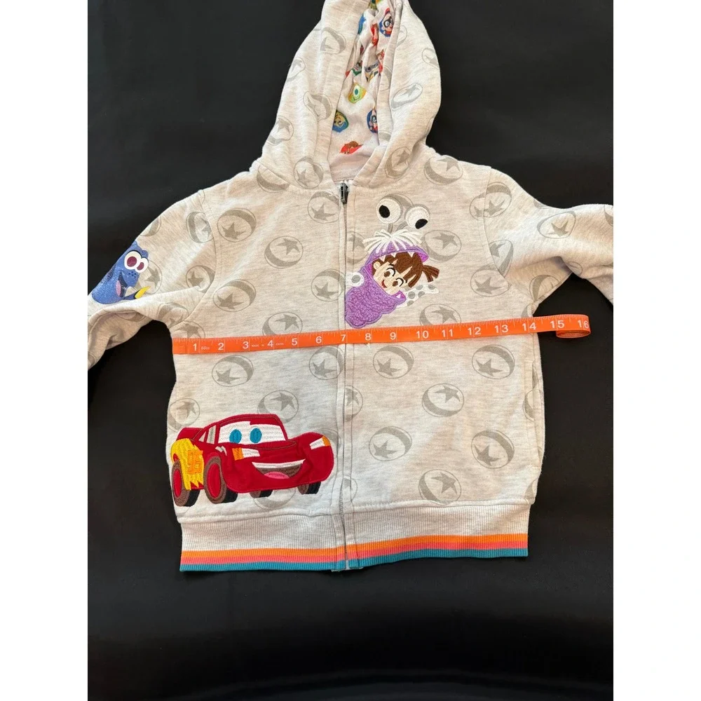 Disney 100 Boys Grey Lightning McQueen Boo Dory Zip Up Hoodie Size 5